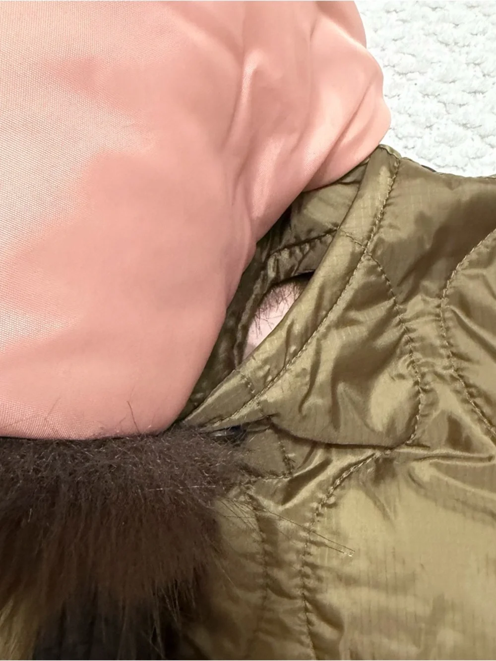 Asos Design Quilted Hybrid Teddy Collarless Jacket Mocha Women’s Size Small Chic - Picture 7 of 12